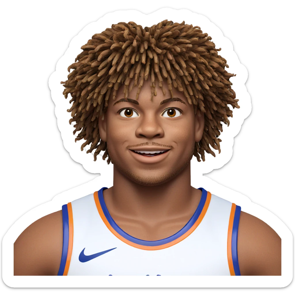 happy boy in basketball uniform sticker