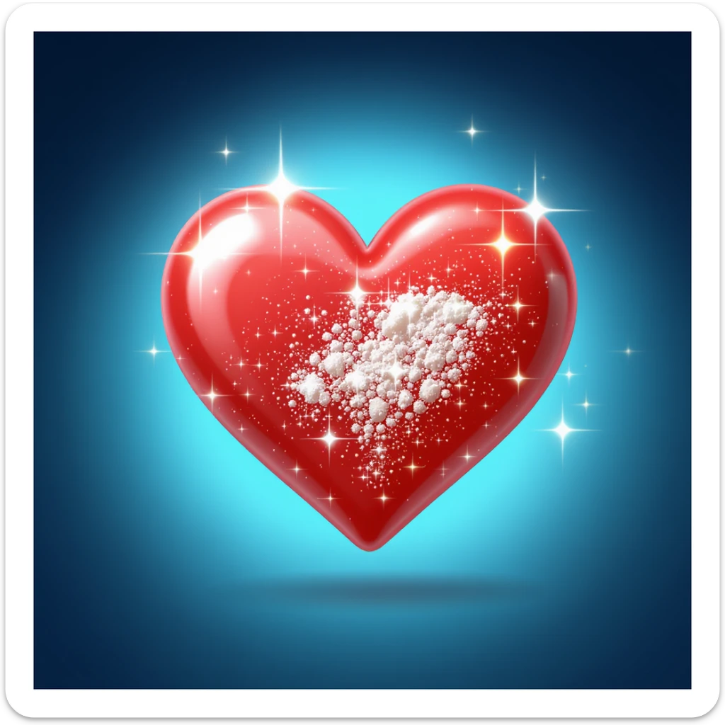 food heart emoji, shiny, with sparkles, no background sticker