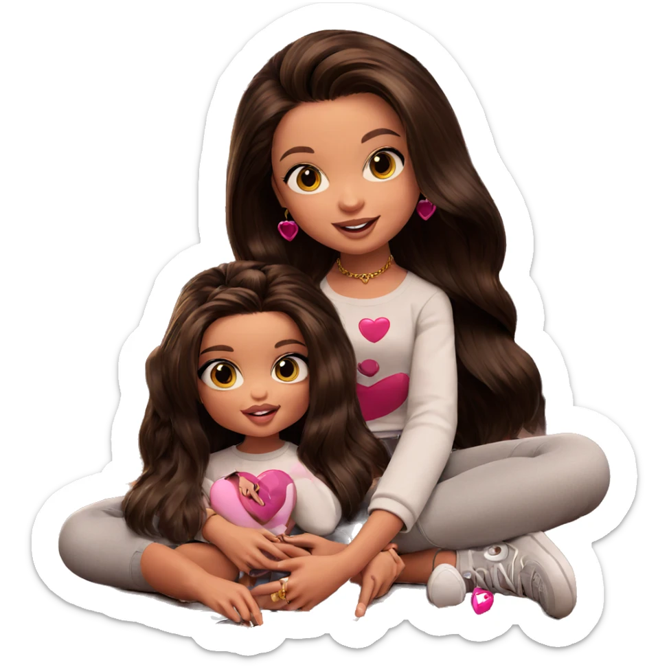 girls with heart accessories sticker