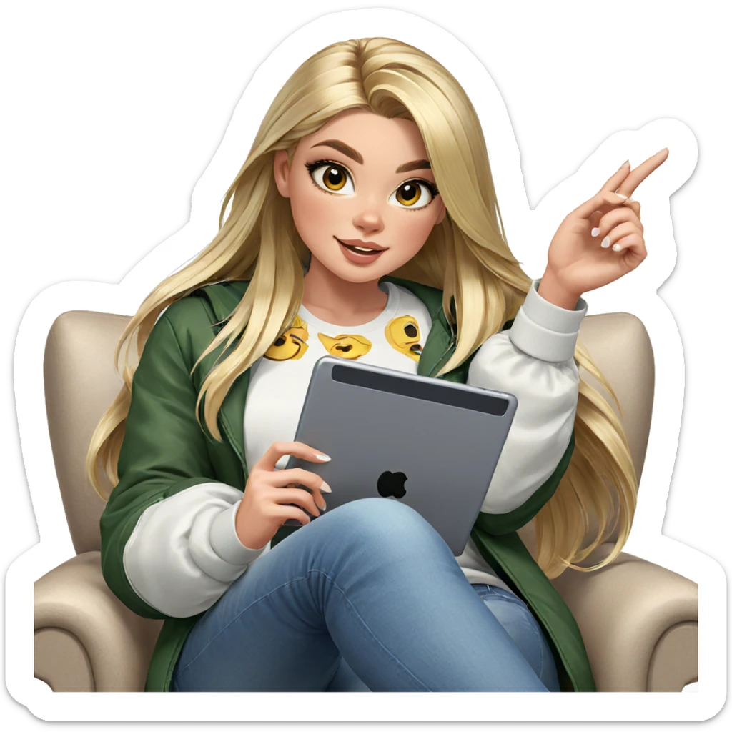 smiling girl with blonde hair sticker