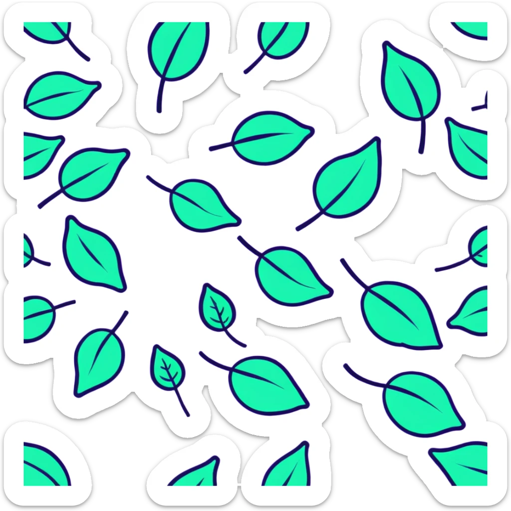 lush green summer leaves floating and spinning in a pleasant summer breeze sticker