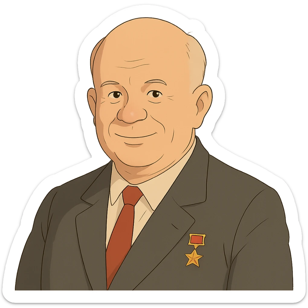 ghibli style portrait of Nikita Khrushchev sticker