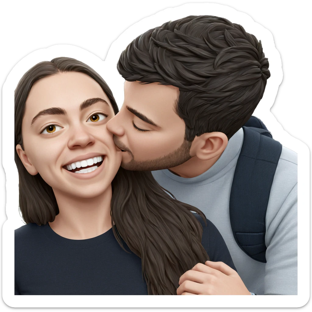 happy couple outdoors kissing sticker