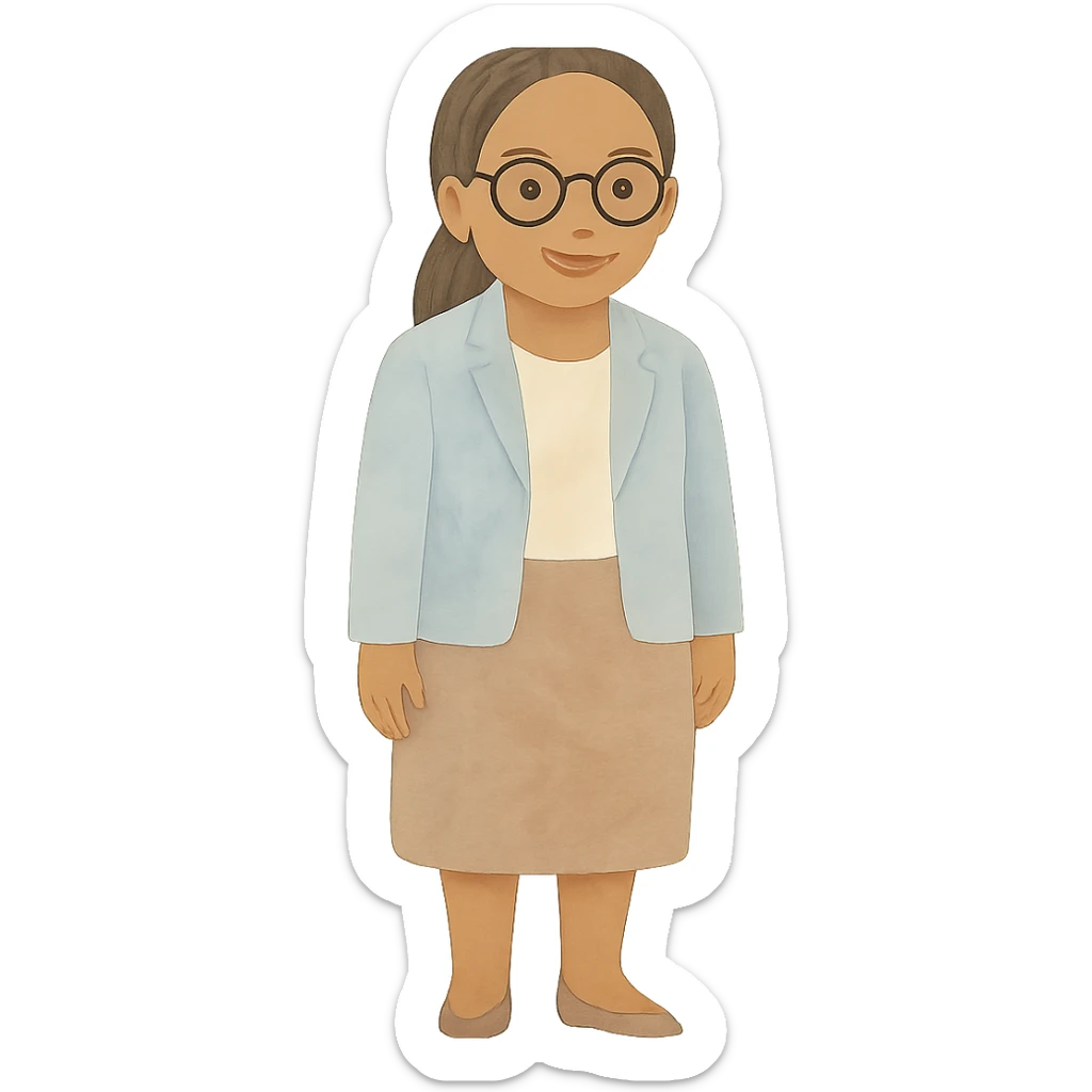 Add a business suit to Kemi Badenoch, full body, standing, in a painterly style with transparent background. sticker