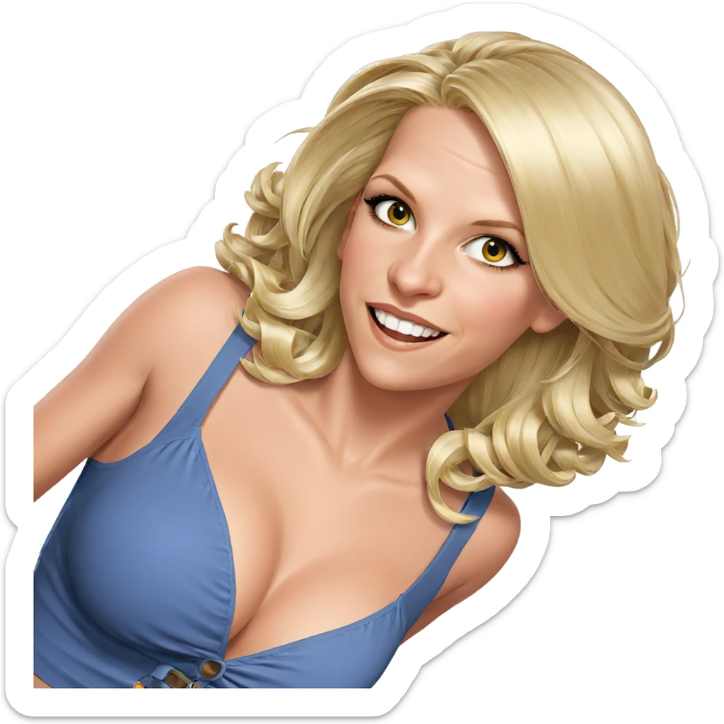 smiling blonde girl with cleavage sticker