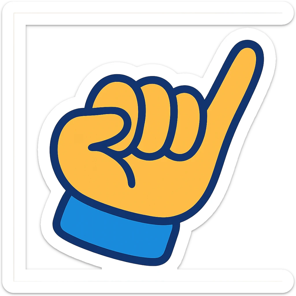 cartoon hand with the pinky finger pointing outward, playful style sticker