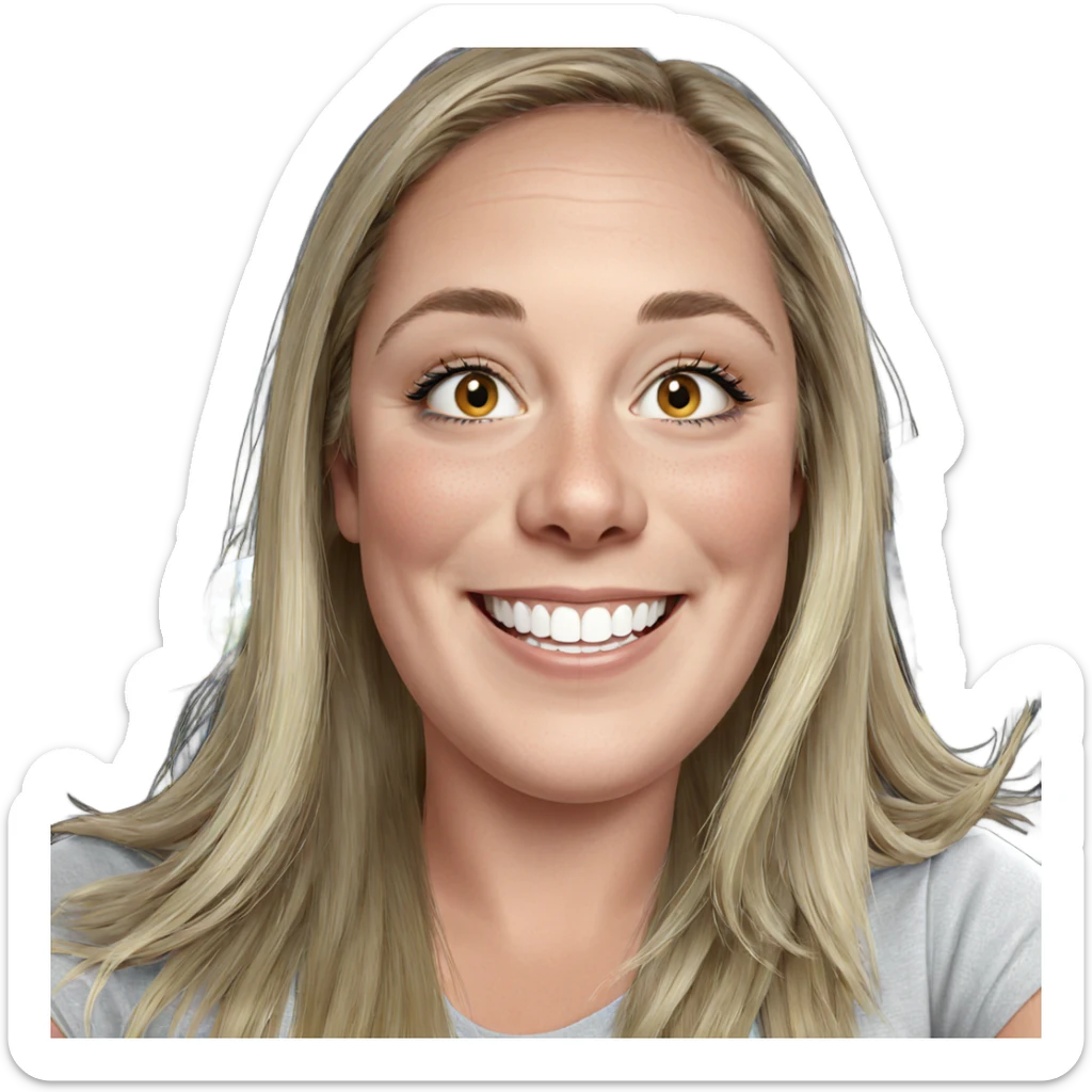 smiling girl with blonde hair sticker