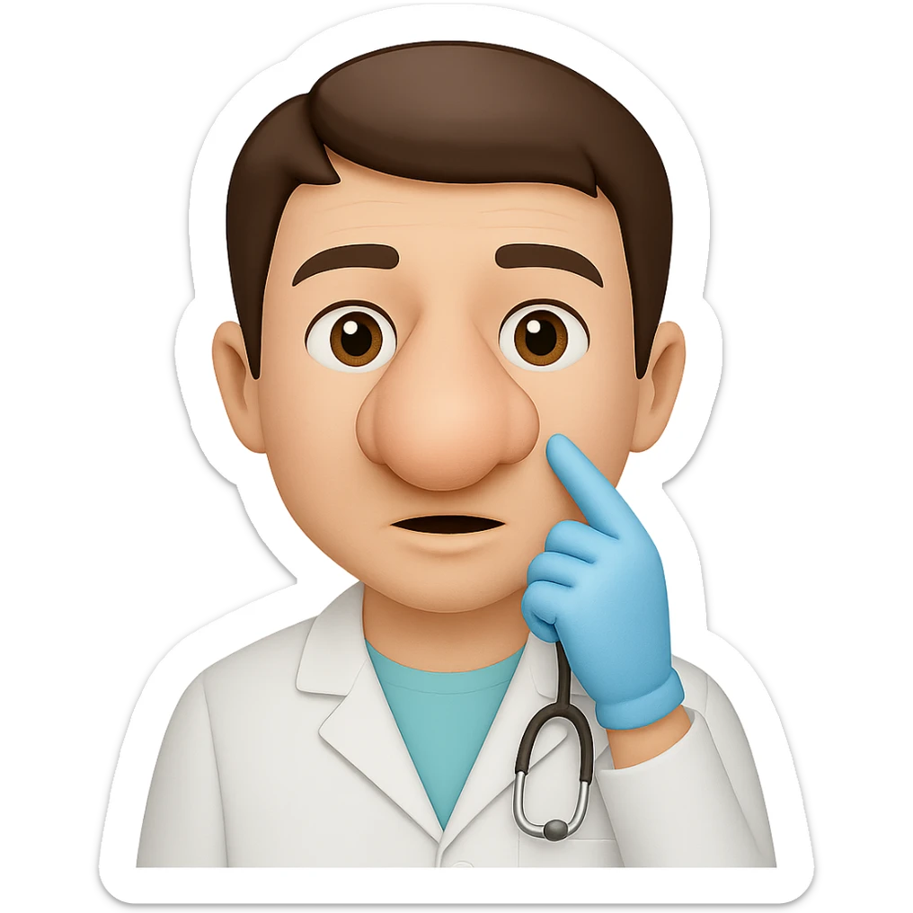 Make the dentist's nose much bigger. The original style is emoji style, but since emoji style does not support editing, use the general style editor to keep the emoji look and make the nose bigger with transparent background. sticker