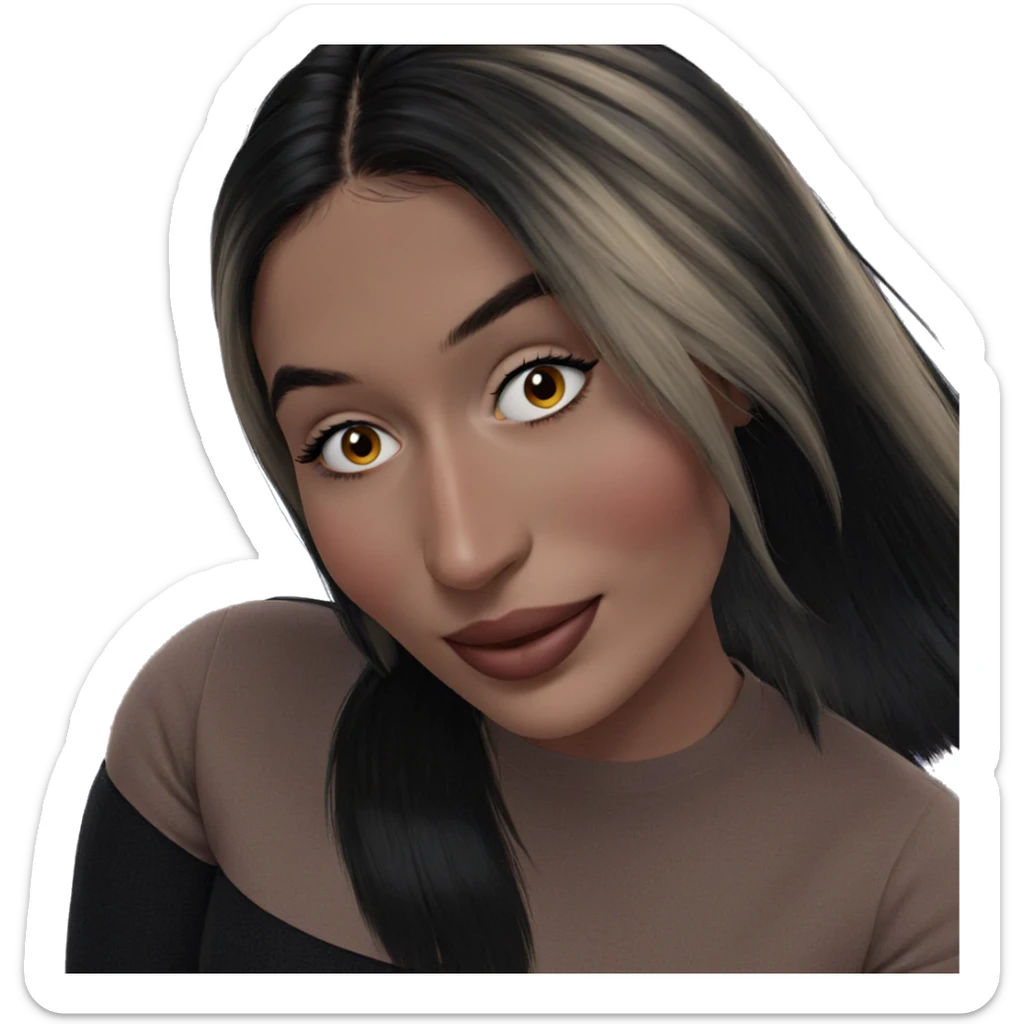 smiling girl with black hair sticker
