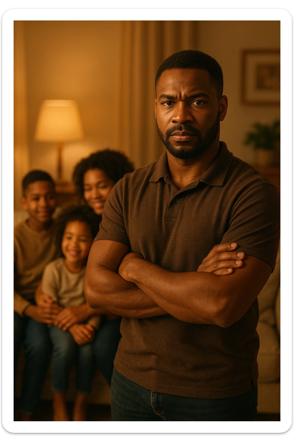 UOMO A BRACCIA CONSERTE CHE TRASMETTE PROTEZIONE PER LA SUA FAMIGLIA sticker