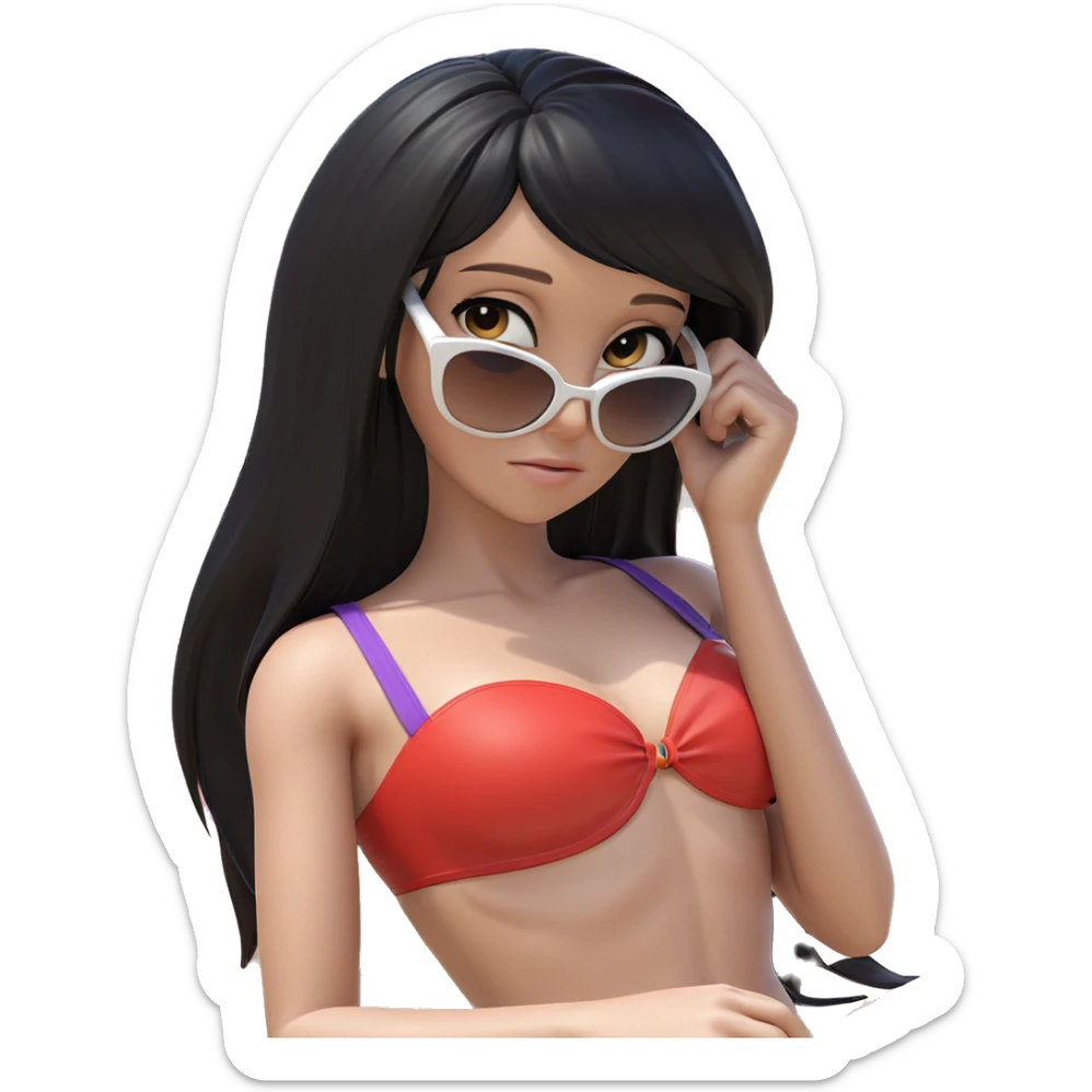 girl in bikini with umbrella sticker