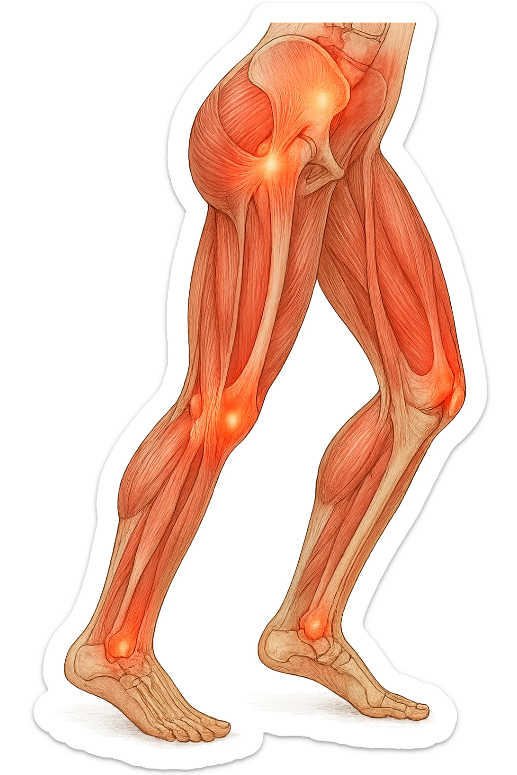 PRENDI SPUNTO DALLA FOTO E FAMMI A LIVELLO ANATOMICO LA GAMBA IN SOVRACCARICO sticker