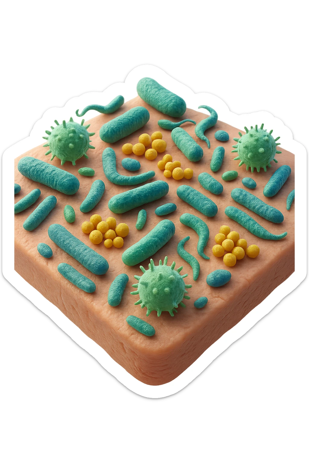 microbiota cutaneo in 3d sticker