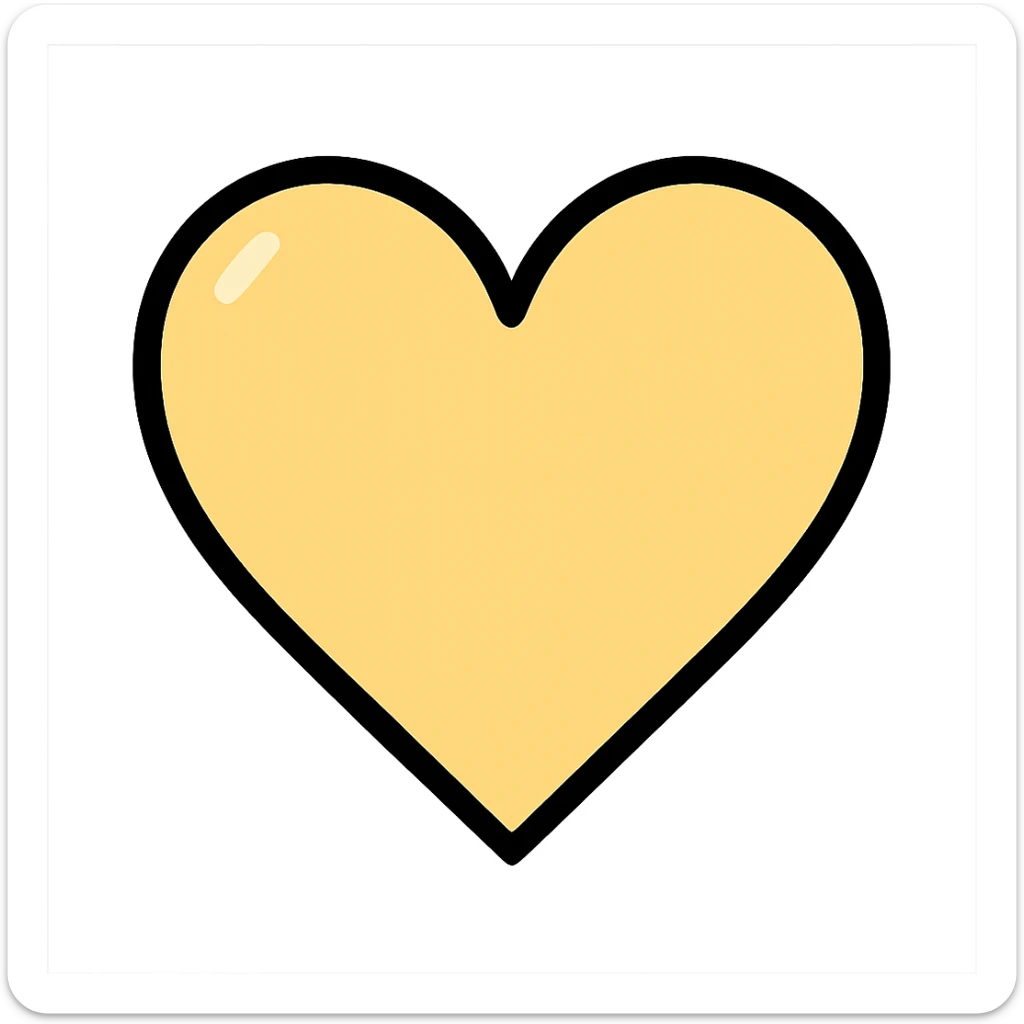 pale yellow heart, plain and minimal sticker