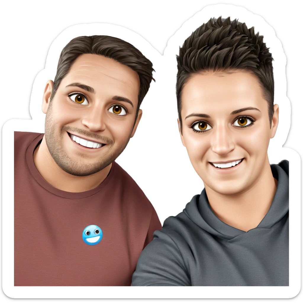 two boys smiling together sticker