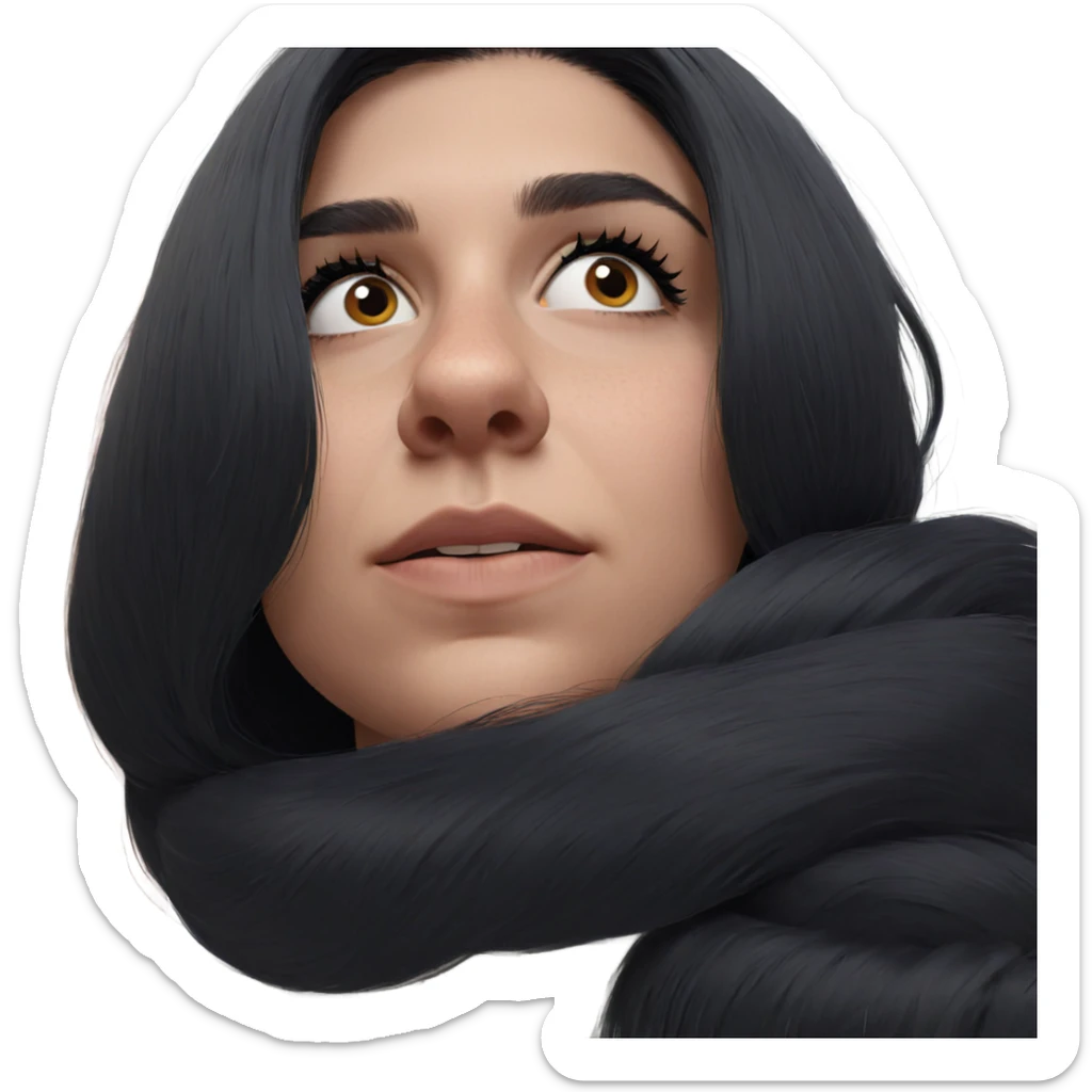 girl with black hair portrait sticker