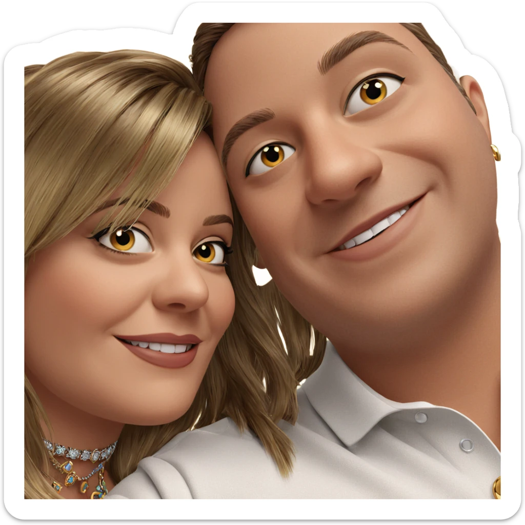 smiling friends with jewelry sticker