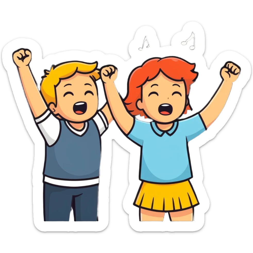 (cheering man celebrating) the singing of (divorce papers) next to (sad crying woman) art influence two subjects sticker