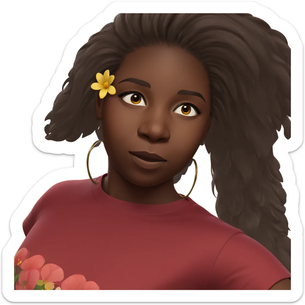 dark-skinned girl with flowers sticker