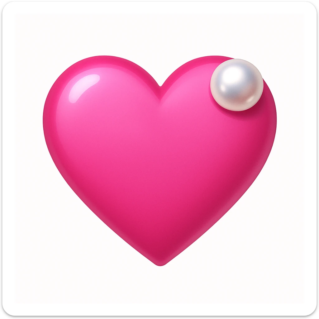 Create a pink heart with a pearl accent in the style of emoji style. The heart should be pink and have a pearl accent, capturing the essence of emoji aesthetics. sticker