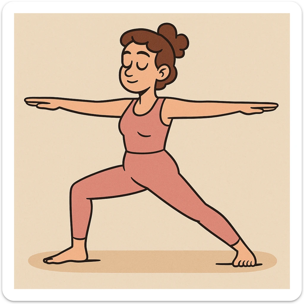 full body person doing yoga in a pink outfit, simple background, clear pose, calm and focused expression sticker