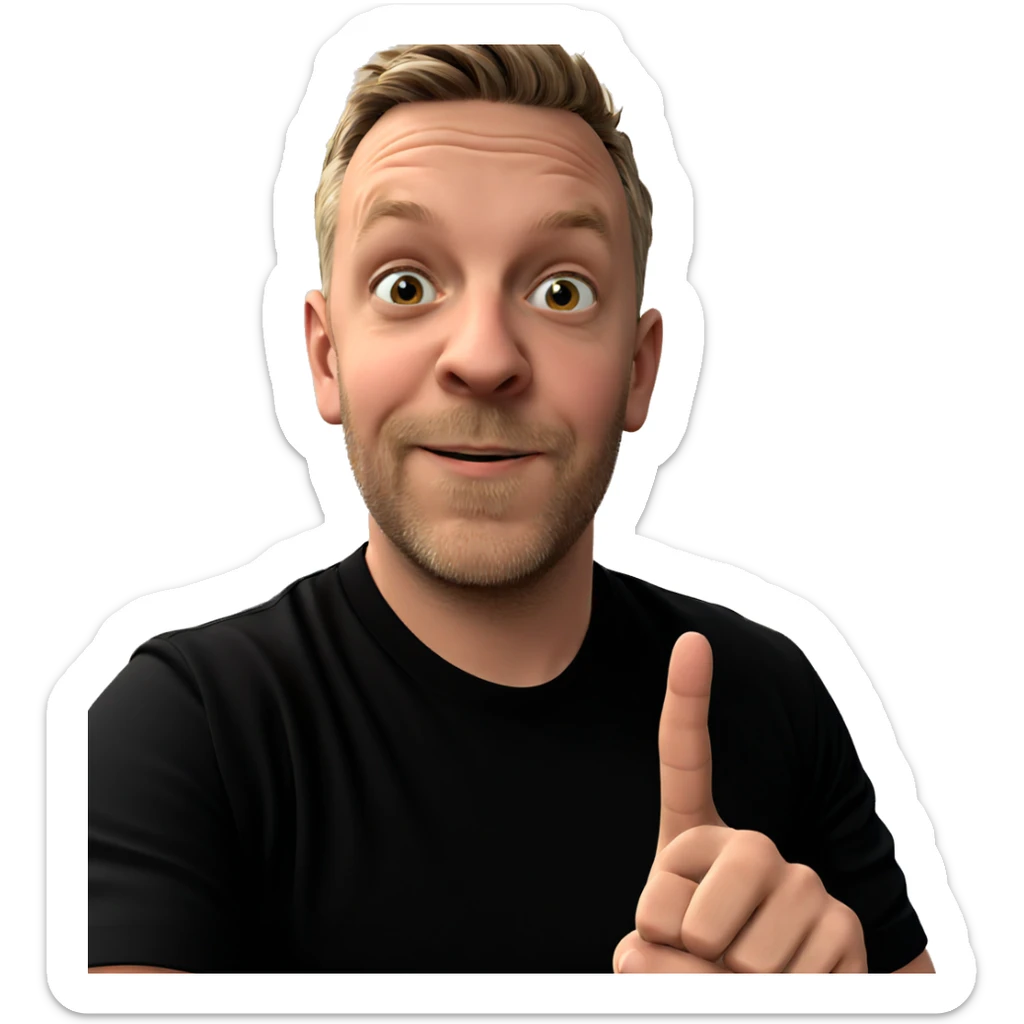 smiling boy in black shirt sticker