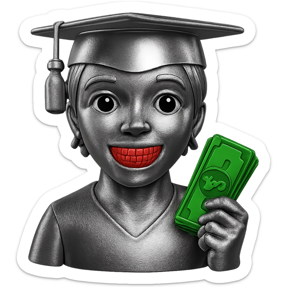 Edit the image to make the grills red and shiny, the money green and shiny, while keeping everything else metallic and shiny. Remove the background completely. sticker