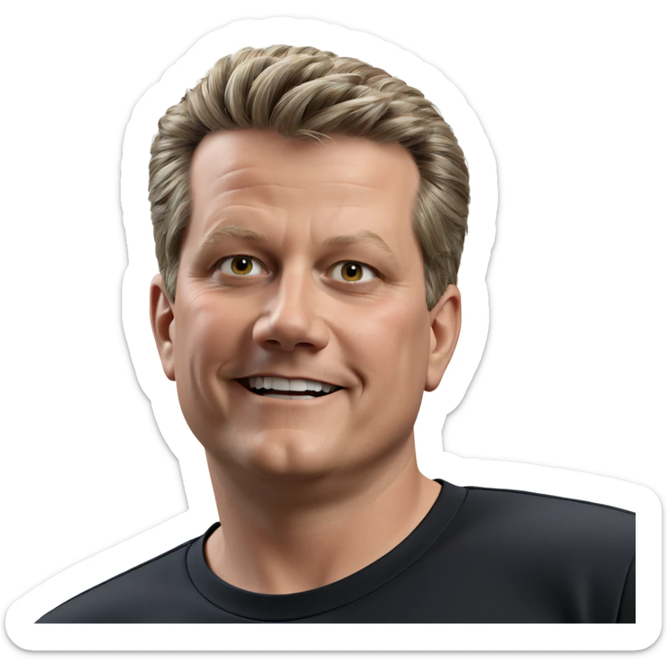 smiling boy in black shirt sticker