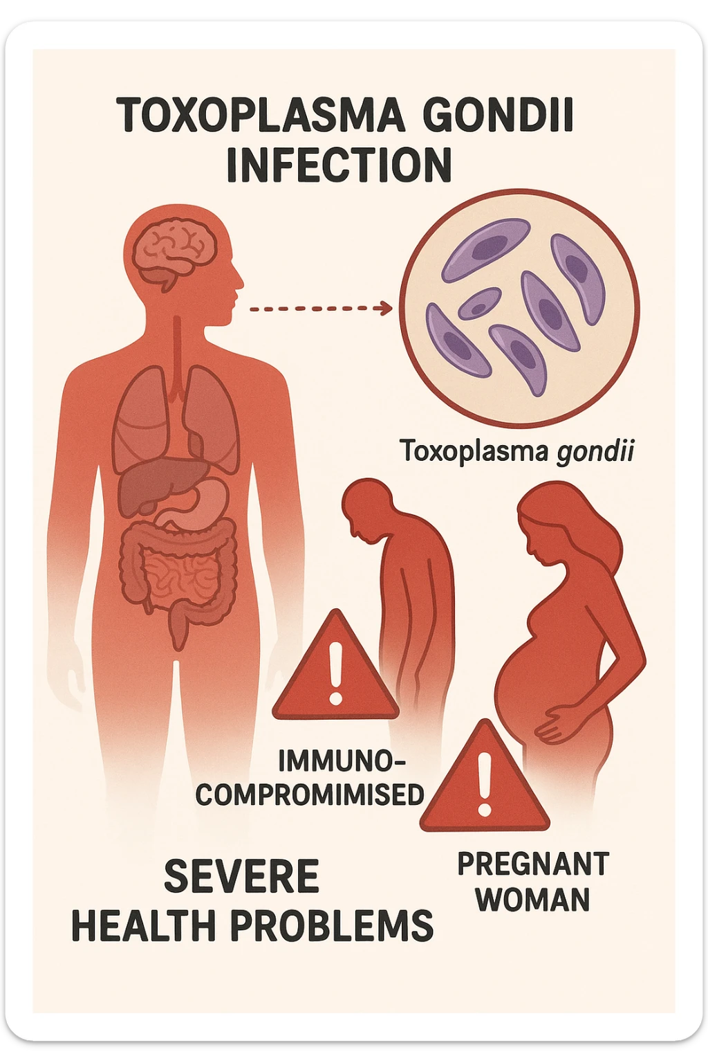 Toxoplasma gondii, infetta uomo immunodepresso e donne incinta. Causando gravi problemi sticker