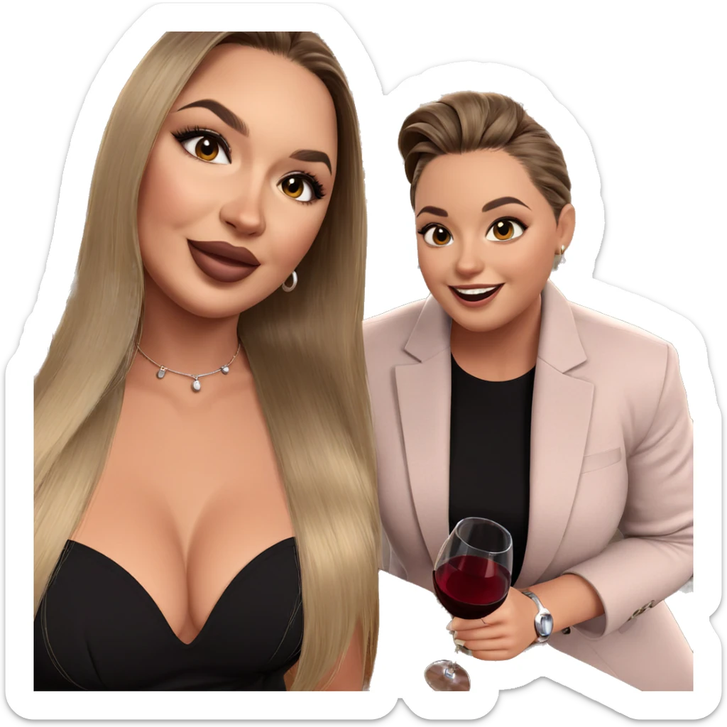 smiling girl with wine glass sticker