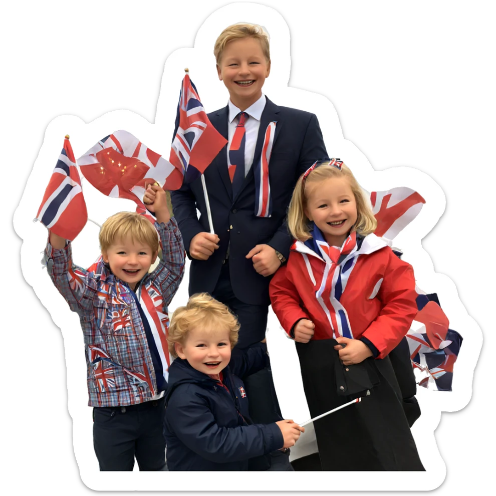 smiling child with union jack sticker