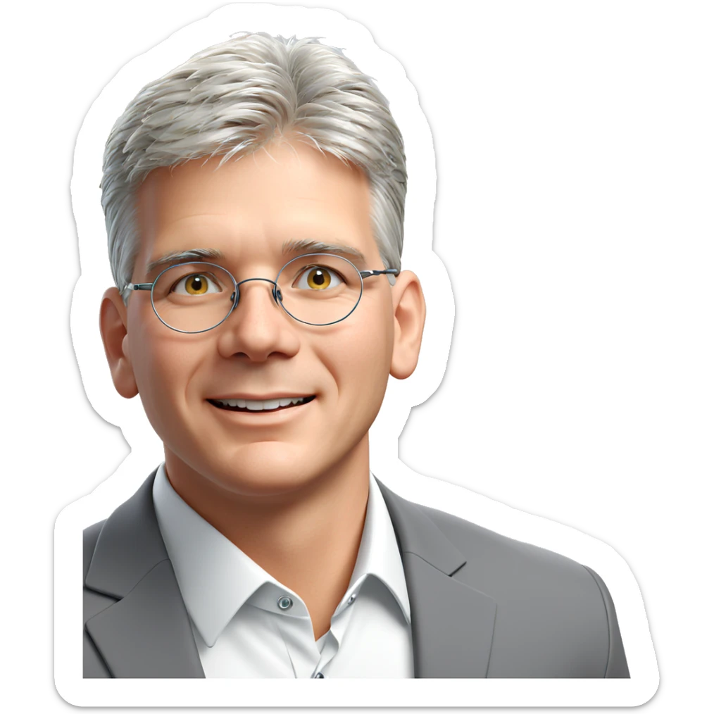 smiling boy with glasses sticker