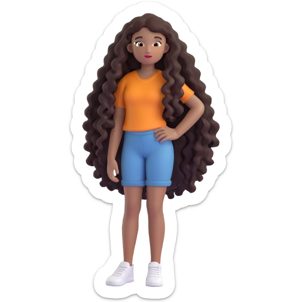 pretty black girl with long curly hair sticker
