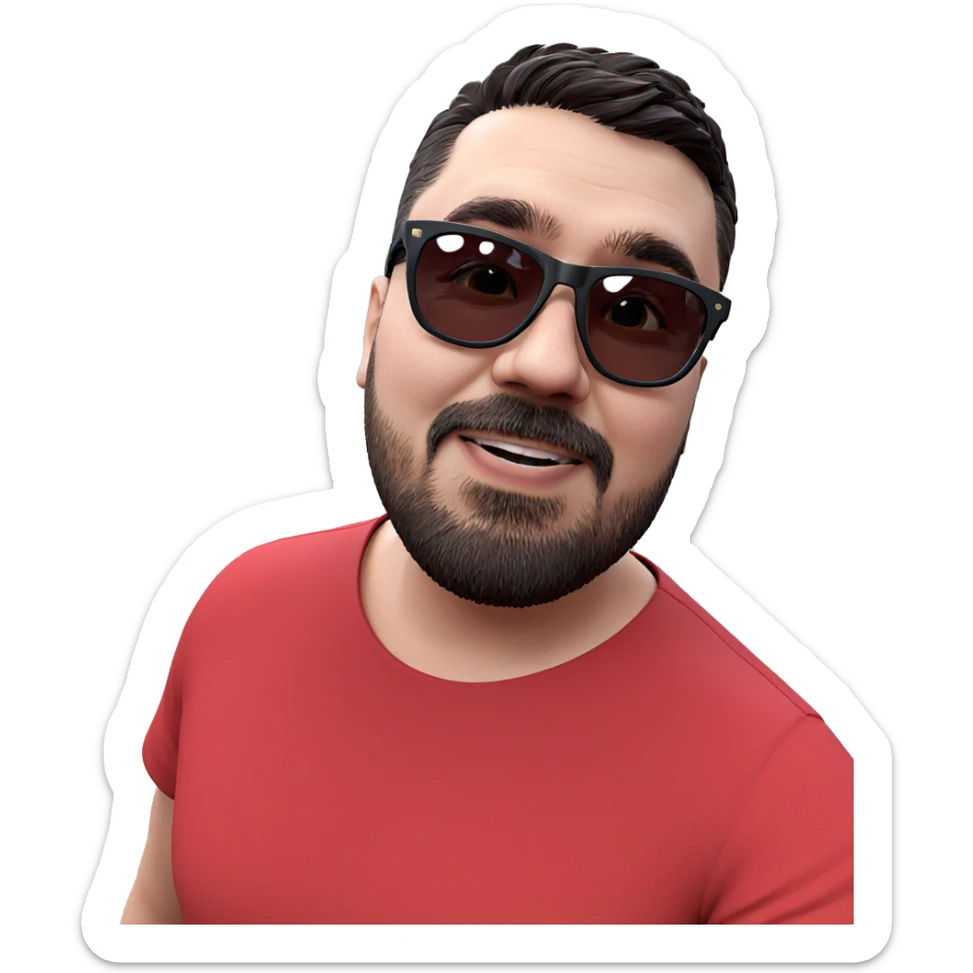 cool dude in red shirt sticker