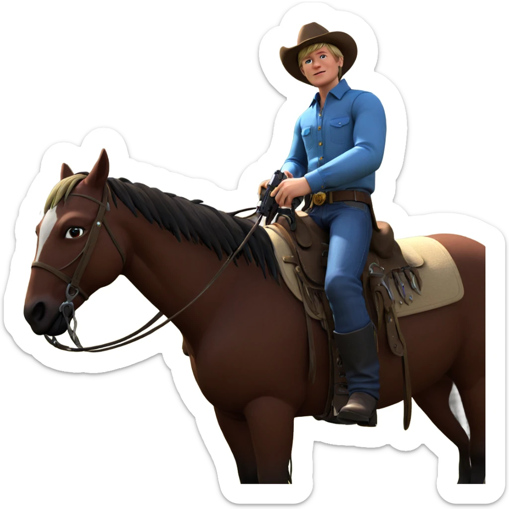 cowboy on horseback with gun sticker