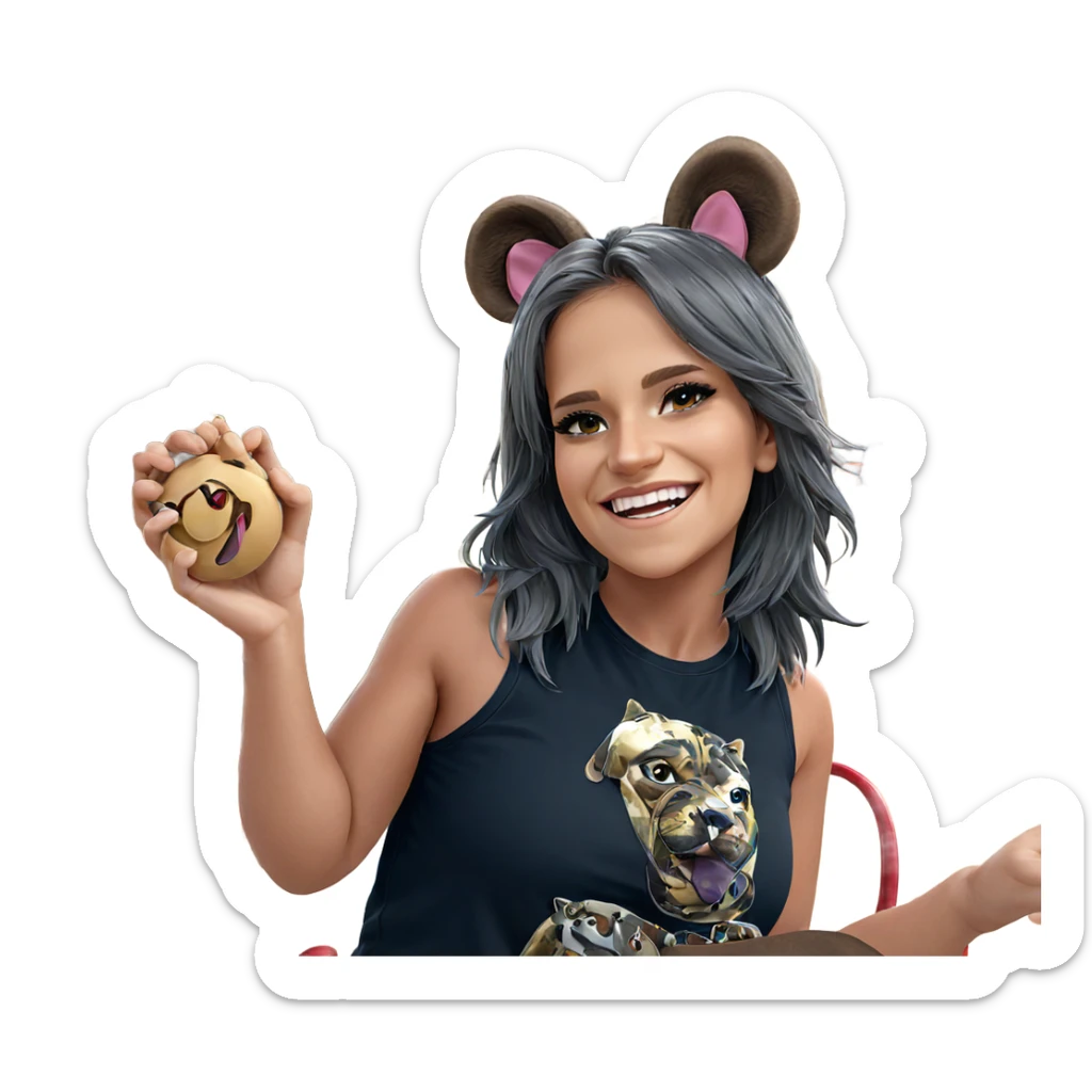 smiling girl with animal ears sticker