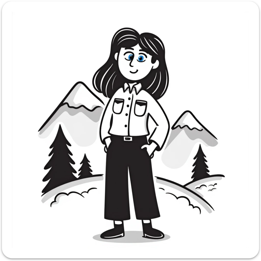 white woman park ranger with brown hair and blue eyes in a nature background sticker
