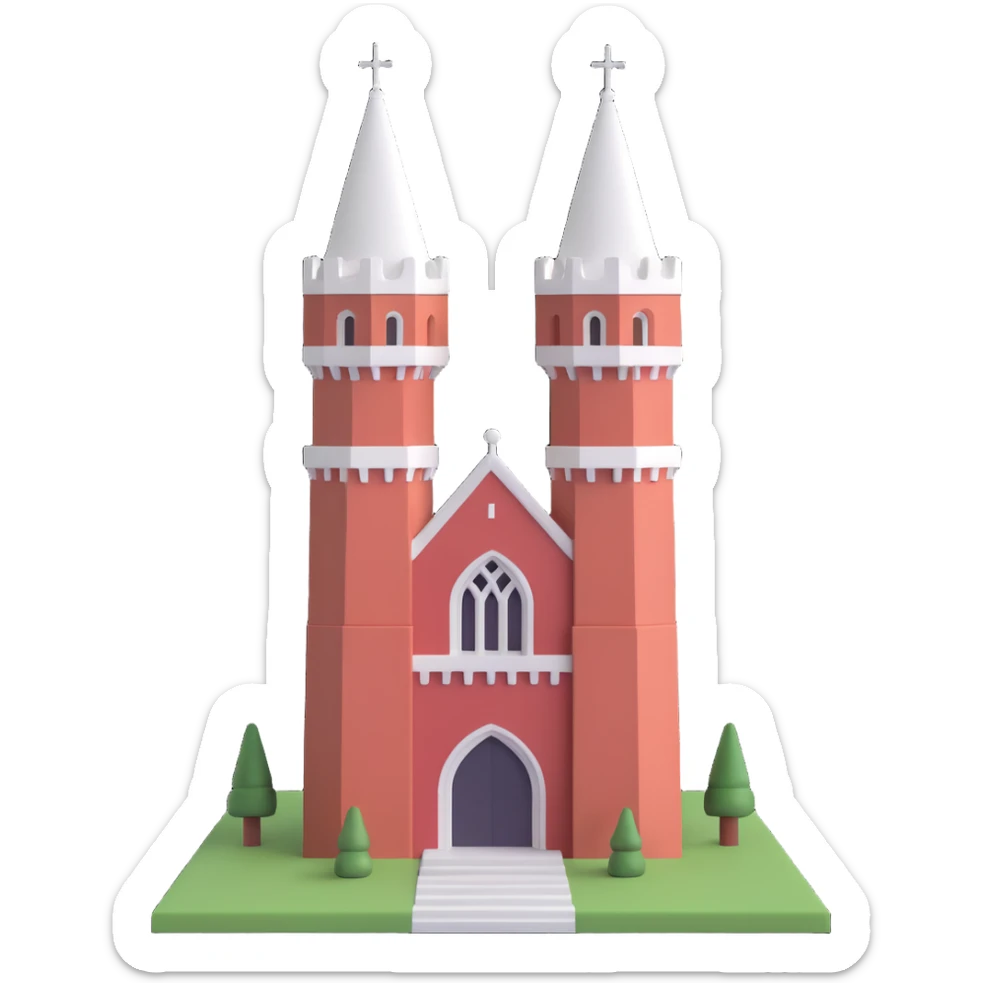 realistic emoji of the full Beaumont Tower at Michigan State University, straight-on view, full tower visible, accurate red brick and white stone, no yellow sticker