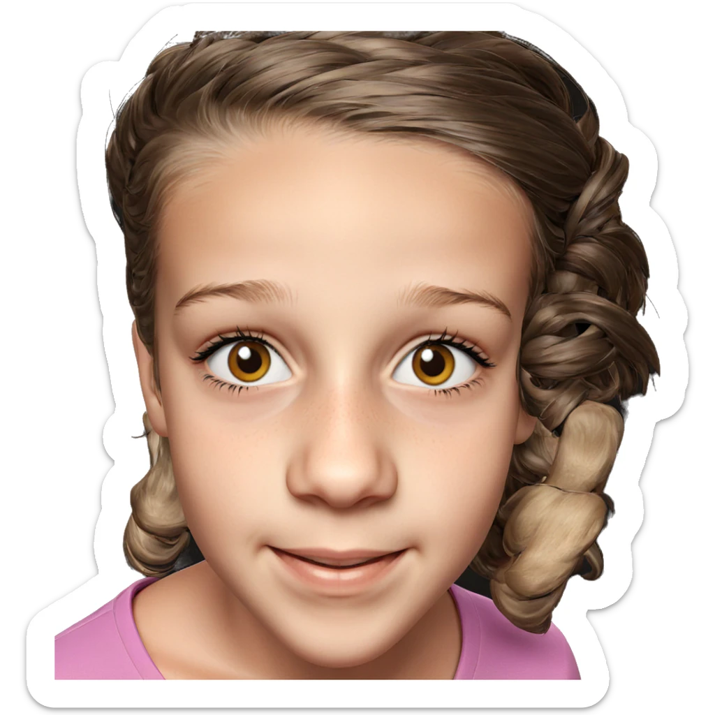 smiling girl with brown hair sticker