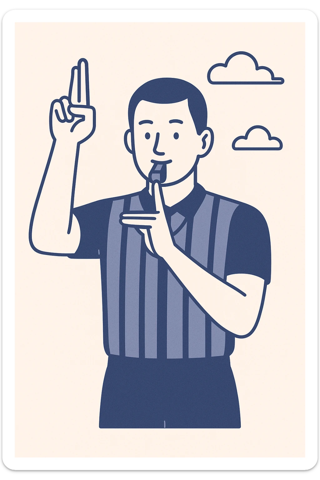 basketball referee making a technical foul signal with a calm face, clear and expressive style sticker