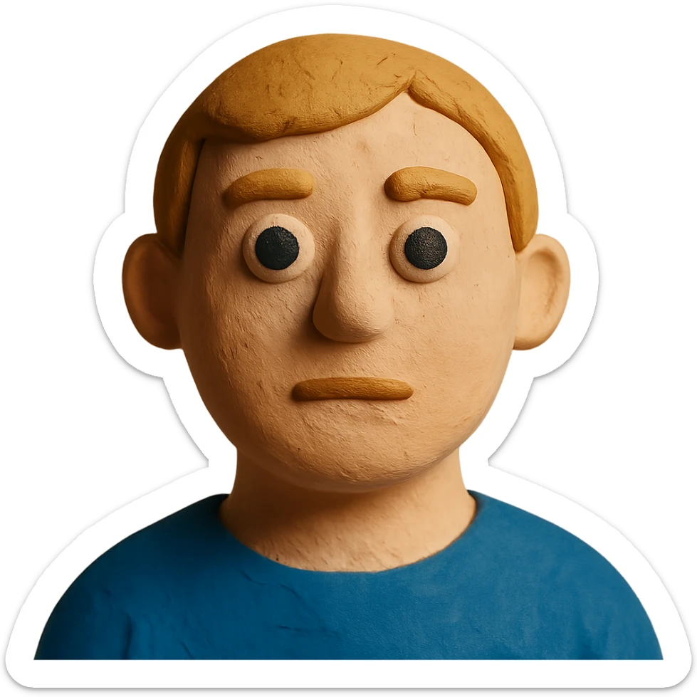 portrait emoji of a person with neutral expression in claymation style sticker