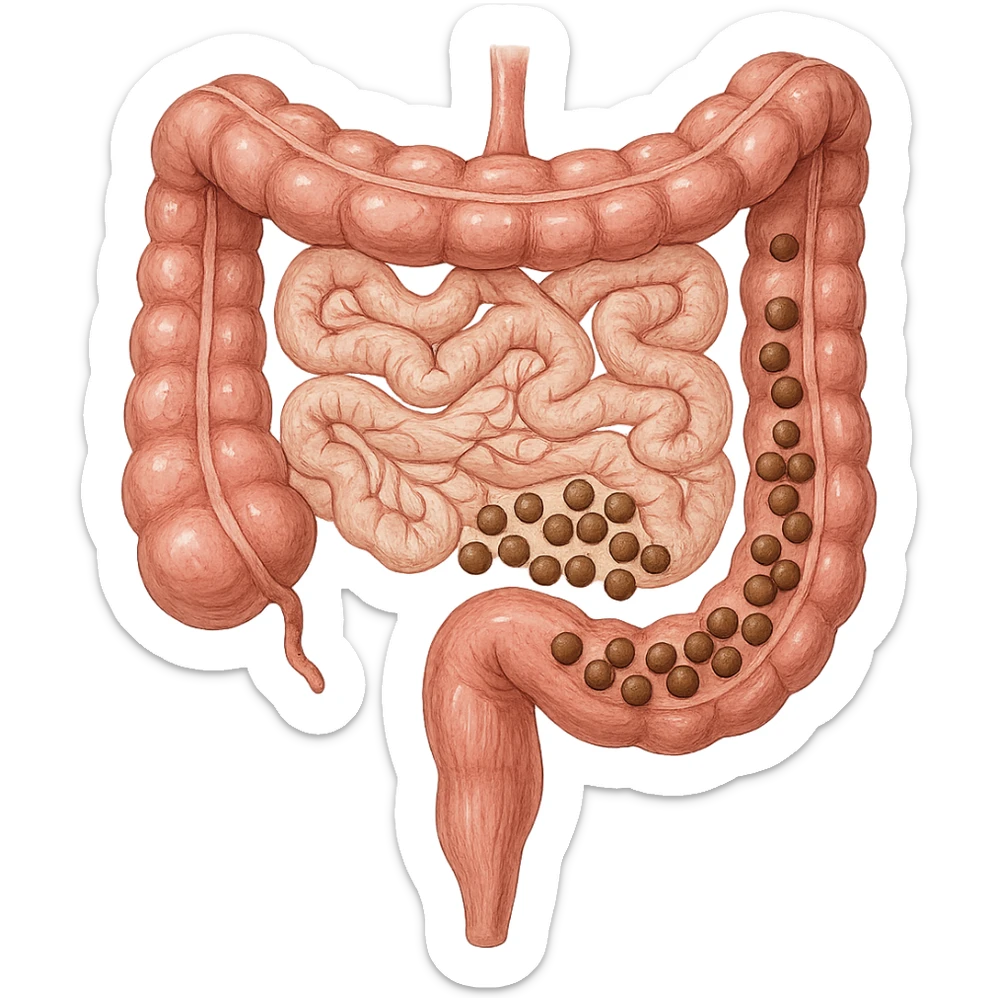 intestino umano anatomico con feci a palline sticker
