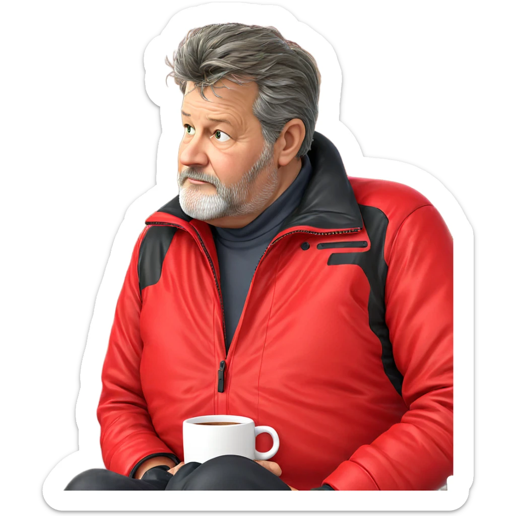 old man in red jacket sticker