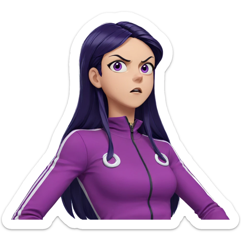 girl with purple eyes frowning sticker