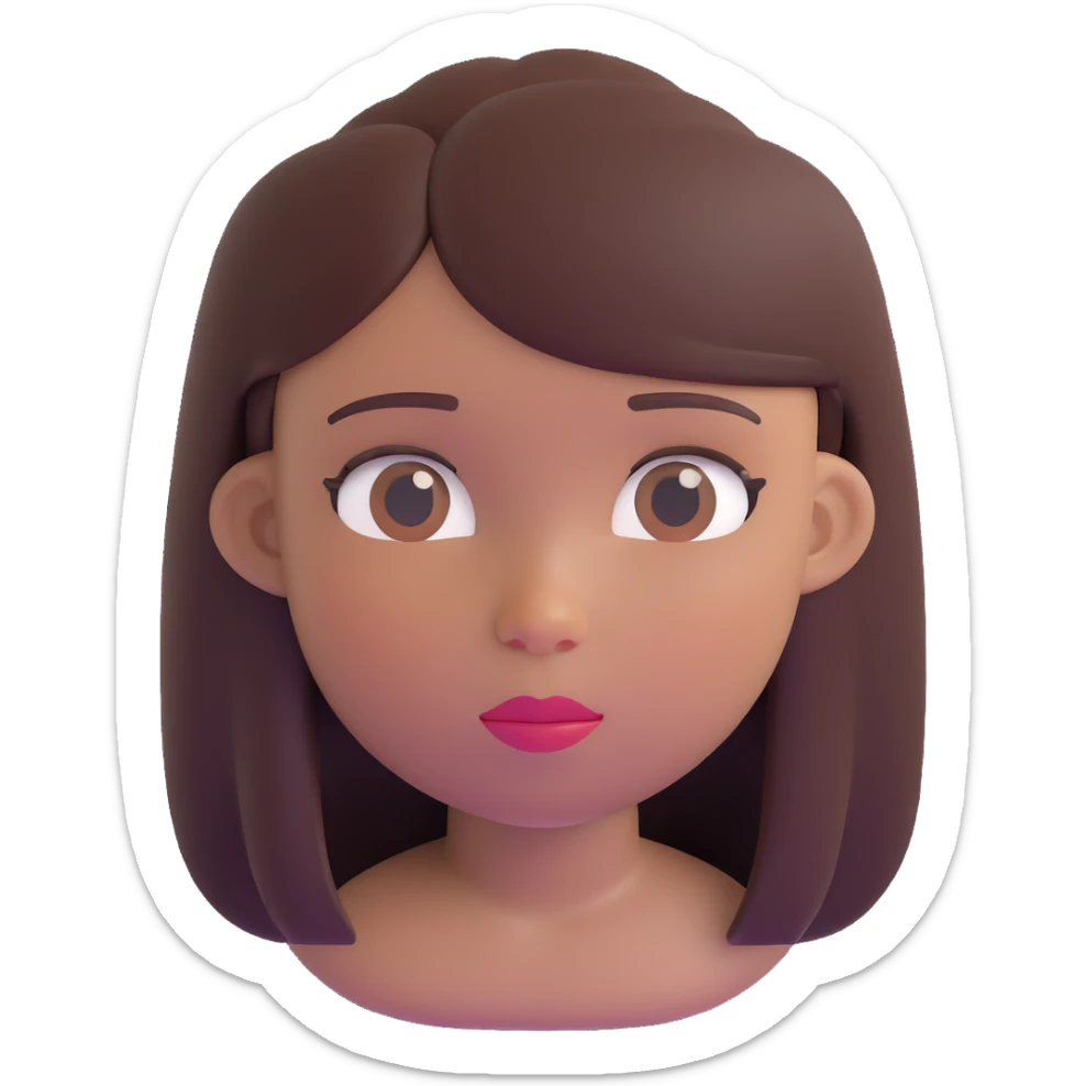 Black girl with fair skin, round face, and straight hair sticker