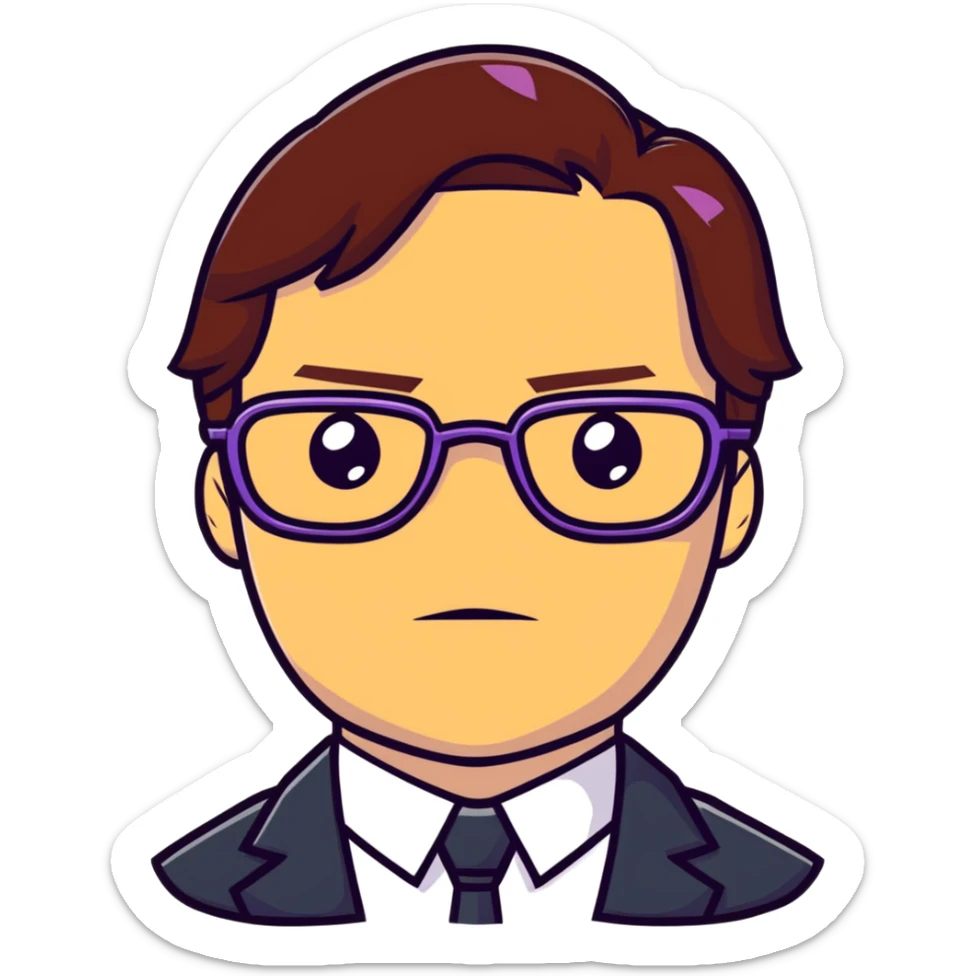 Helmut Zemo with brown hair and glasses, villain from Marvel's Captain America Civil War, serious expression sticker