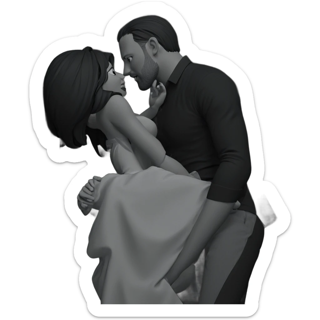 intimate monochrome couple portrait sticker