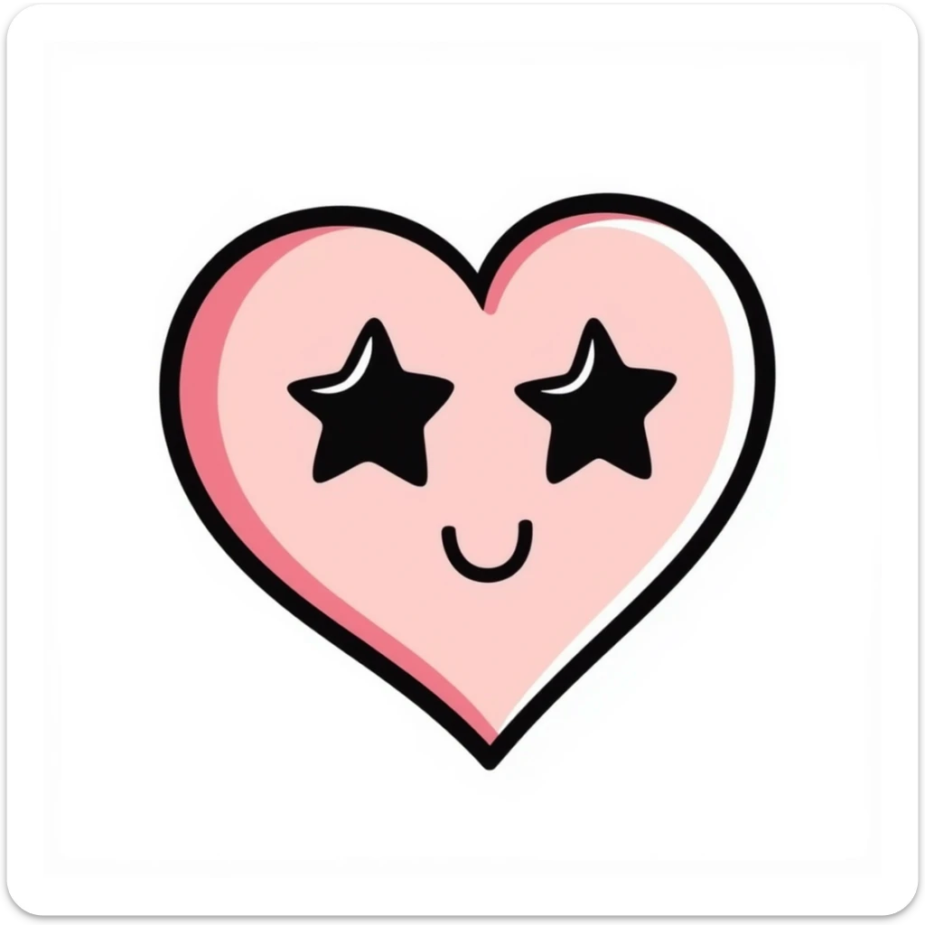 funny children's doodle of a heart with star-shaped eyes, pastel colors sticker
