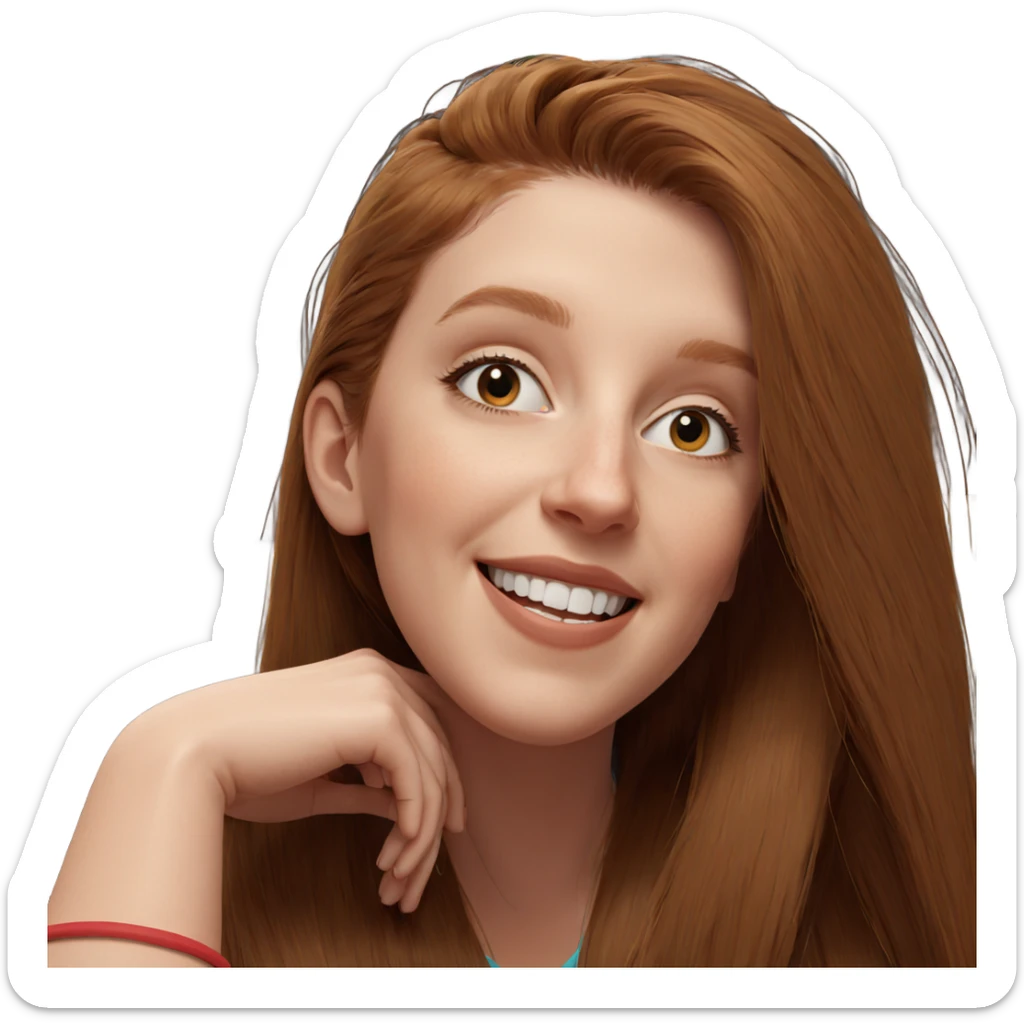 smiling girl with long hair sticker