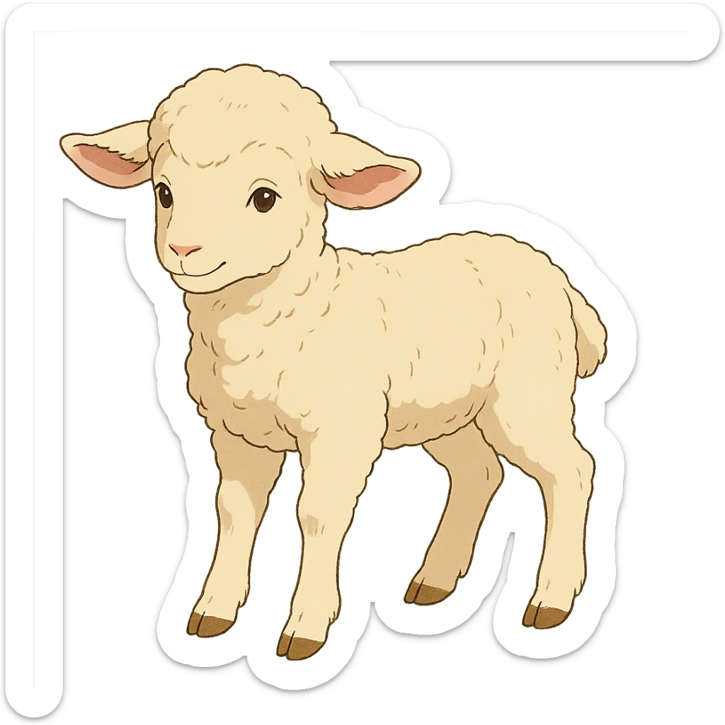 ghibli style lamb with gentle expression sticker